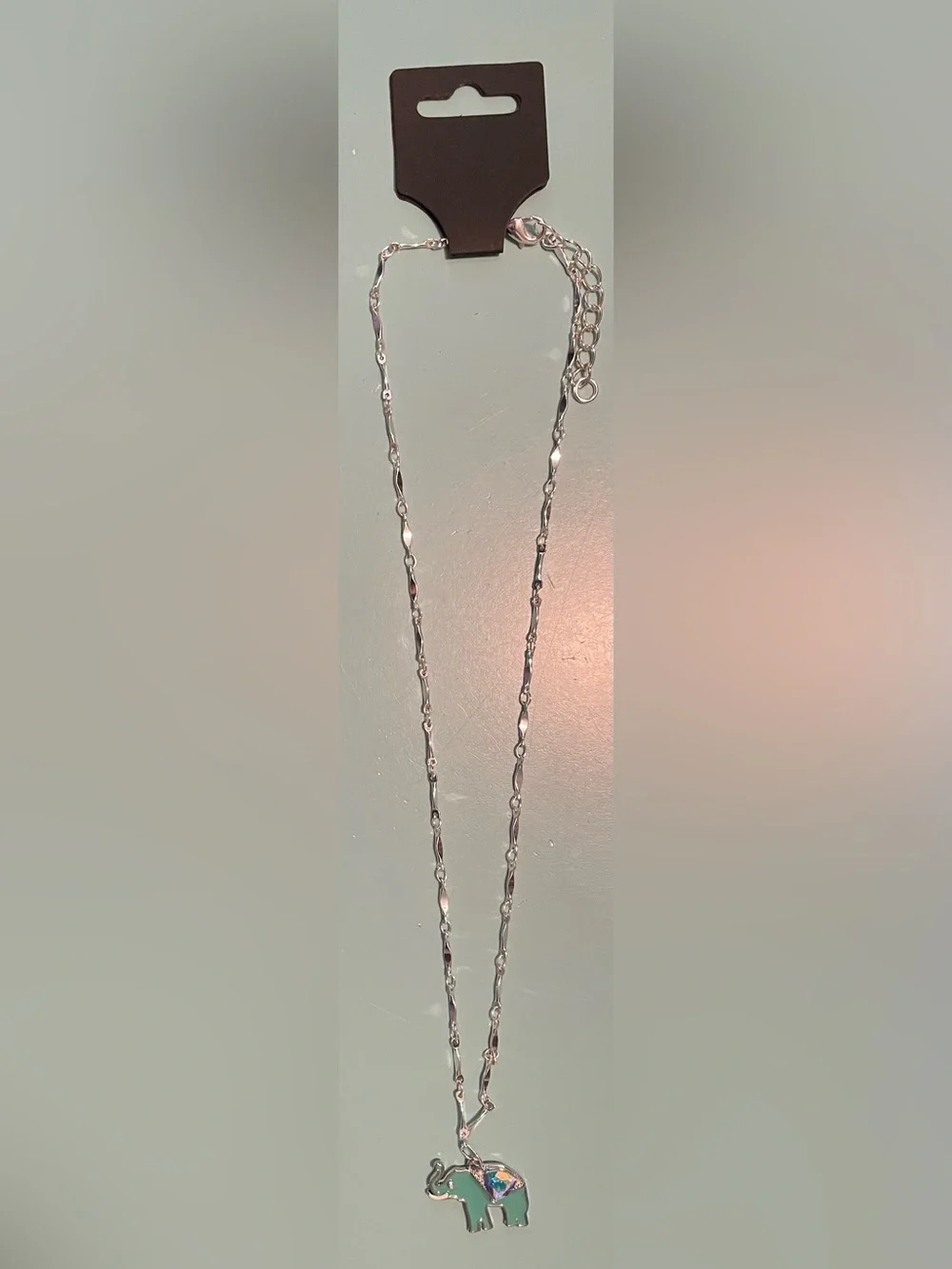 Delicate Silver Elephant Pendant Necklace - with Swarovski Crystal Accents